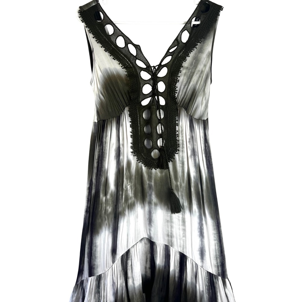 Venus Womens Tie-Dye High Low Boho Dress Size Small Tie Front Tassel Flowy‎ - Picture 2 of 12